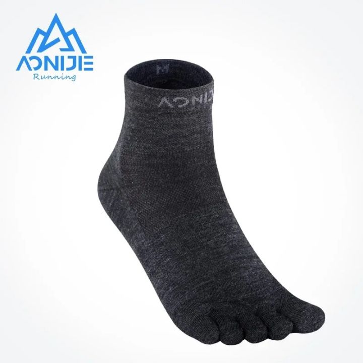 AONIJIE Merino Wool Sports Toe Socks Women Men Woolen Mini-Crew Five Finger Socks Quarter Toe Socks For Trail Run Marathon E4823