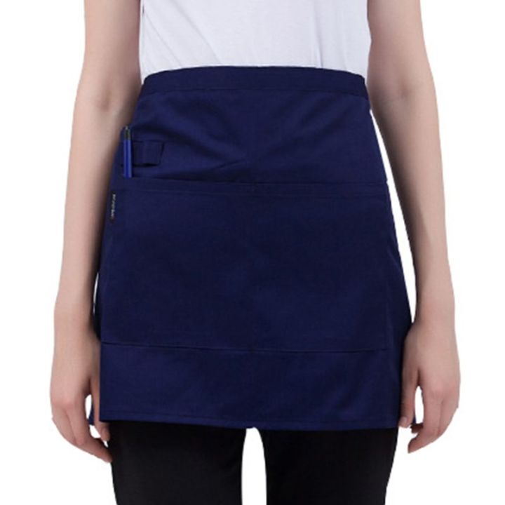 Women%20Kitchen%20Restaurant%20Waist%20Apron%20Solid%20Color%20Half%20Short%20Apron%20Adjusted%20With%20Pockets%20Pen%20Loops%20for%20Server%20Waiter%20Waitress%20-%20Image%204