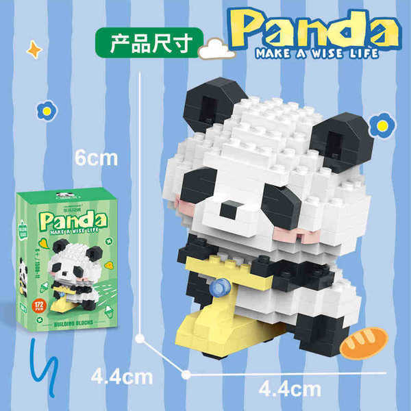 【Krystal】Lele Brother "Make a Wise Life" Panda Series – Micro Building Block Collectibles (150–250pcs, Nanoblock Style Pixel Art, Ages 14+)