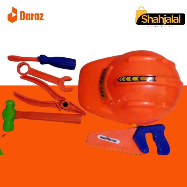 Construction helmet set Helmet set toys Mechanic Set with Helmet Multicolor