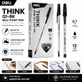 Deli EQ1-BK Ball Point Pen Black Ink 0.7mm 12Pcs. 