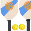 Wooden Pickleball Paddles Set with Beginner Racket 40cm Long 19cm Wide 2 Paddles 2 Pickle Balls Portable. 