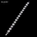 BLIJERY Luxury Crystal Bracelets For Women Silver Plated Rhinestone Charm Bracelets & Bangles Femme Bridal Wedding Jewelry Gifts.