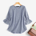 ZANZEA Women Fashion Short Sleeve Plaid Check Shirt Blouse Asymmetrical Hem Loose Tops #2.