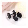 Black Dumbell Shaped Stainless Steel Stud Earrings for men. 