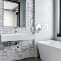 Modern Drill-Free Bathroom Mirror 2 Side Makeup Vanity Shave Mirrors Wall Suction Folding Arm Extend Round Bath Accessories.