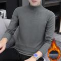 Men Sweater Half High Collar Long Sleeves Stretchy Men T-shirt Autumn Winter Double Sided Velvet Bottoming Business Top. 