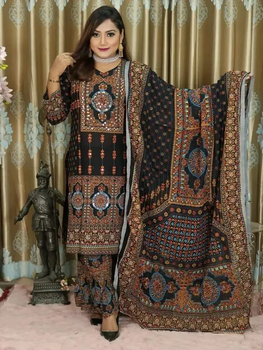 New%20Exclusive%20Linen%20Ready%20Made%20Skin%20Print%20Garara%20Dress%20Three%20Piece%20for%20Girls/Women%20-%20Image%203