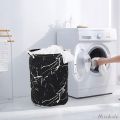 [Miskulu] Oxford Clothes Basket Storage Bin Blanket Organizer Easily Carry with Handle Foldable Laundry Hamper for Camping Home Nursery Hotel Bedroom. 