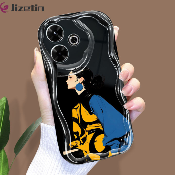 Jizetin%20for%20Redmi%2013%20Xiaomi%20Poco%20M6%204G%20Back%20Cover%20Fashion%20Queen%20Cream%20Wavy%20Edge%20Soft%20Silicone%20Phone%20Case%20-%20Image%202