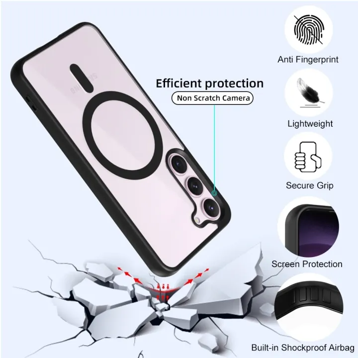 For%20Samsung%20Galaxy%20A16/A54/A55/A15/A26%20/%20A17%20/%20A56/%20A36%20Mobile%20Cover%20MagSafe%20Compatible%20Shockproof%20Transparent%20Slim%20Fit%20Wireless%20Charging%20supported%20Frosted%20Border%20Phone%20Back%20Case%20Mobile%20Cover%20-%20Image%202