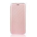 (Ready Stock)For Fujitsu Arrows 5G (F-51A) Carbon Fiber Texture Magnetic Horizontal Flip TPU + PC + PU Leather Case with Card Slot(Pink). 