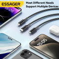 Essager 100W Cable USB C to Type C to Lighting PD Fast Charger Data 3 in 1 Quick Charging Cord For Macbook iPhone Samsung Xiaomi.