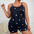 Summer Women's Suspenders Shorts Big Size Plus Fat Fat Pajamas Homewear Set Leisure Loose Comfortable Pajamas Homewear Set.