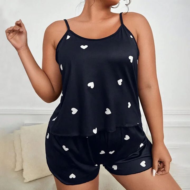 Summer%20Women's%20Suspenders%20Shorts%20Big%20Size%20Plus%20Fat%20Fat%20Pajamas%20Homewear%20Set%20Leisure%20Loose%20Comfortable%20Pajamas%20Homewear%20Set%20-%20Image%206