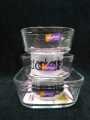 Aglaia Oven Proof Deli Glassware 3 Piece Bowls With Lid Set.