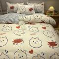 Pure washed cotton bedding four-piece quilt cover quilt cover student dormitory bed sheet three-piece set wholesale live broadcast delivery. 