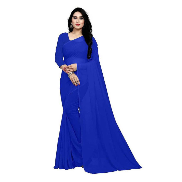 Weightless Georgette Saree for Women – Blue, Elegant and Lightweight