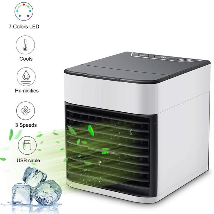NEW Portable Mini USB Air Cooler with 7 Colors LED lights Personal AC Fan Desktop Air Conditioner for Office/Home