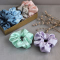 2 Pcs Colorful Silk Scrunchie Hair Band Bracelet Set For Grils.