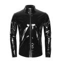 Thoshine Brand Spring Summer Men Patent Leather Jackets Thin Shiny Male Fashion PVC Faux Leather Shirts Shaping Glossy Plus Size.