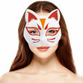 1 Pcs Anime Halloween Foxes Mask Japanese Cosplay Rave Hand-Painted Anime Demon Slayer Half Face Cat Masks Festival Party Props.