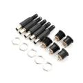 DC Male Jack and Female Socket Round Combo Pack - 2.1mm - Set of 10Pcs / 5Pair | Convenient Power Connectors for Various Applications.