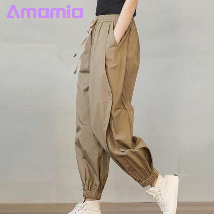 Amamia Summer Harem Pants Pockets Stretchy Waist Lady Harem Pants