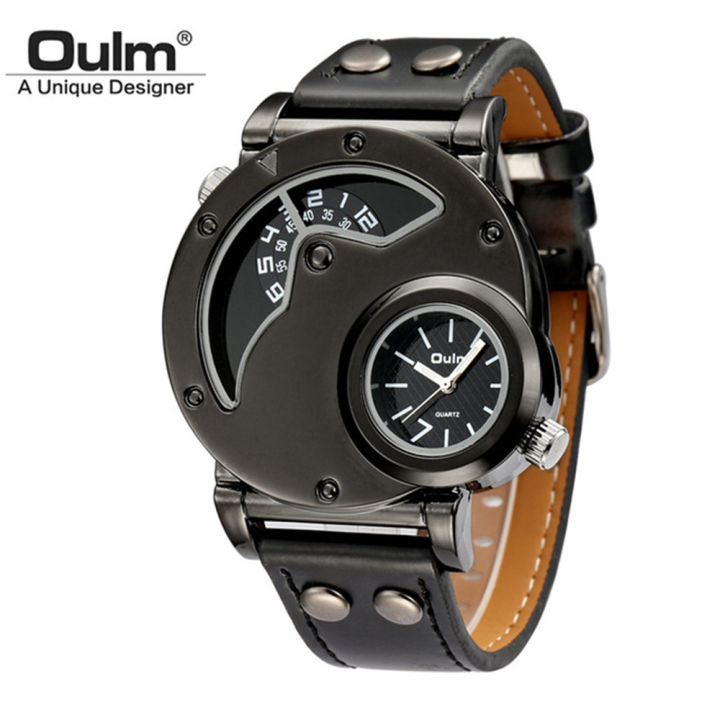 Oulm Fashion and Trendy Men's Watch Dual Time Zone Personalized Sports Quartz Men's Watch Wholesale for Foreign Trade 9591