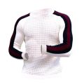 Men's Spring Summer New Waffle Pattern Shirt For Men Pullovers High-quality Casual Knitted Heavy Round Neck Top Tees.