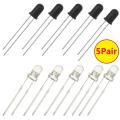 5Pair- 3mm IR RECEIVER And TRANSMITTER LED Sensor 3mm 940nm IR LED Light Infrared Transmitter Receiver IR LED Sensor IR Bulb Light 3mm IR LED Light For Remote.