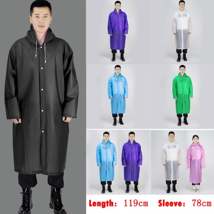 【Alien Alien】 Mens Womens Waterproof Raincoats Long Jacket EVA Button Hooded Raincoat Coats Poncho Rainwear
