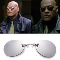 Clip On Nose Glasses Round Rimless Matrix Morpheus Sunglasses Mini Frameless Vintage Men Eyeglasses UV400.
