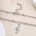 Fashion Luxury Women Necklace Gold Plated Stainless Steel Music Note Charm Necklace Musical Earphone Necklace Jewelry For Women. 