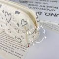 1 Piece Kawaii Mini Pencil Pouch Korean Fashion Pink Beige Color Seriesi Pencil Case Heart Style Stationery Storage Bag Student. 