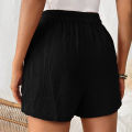 Women's Double Layered Cotton Pleats Shorts Straight Leg Casual Pants High Waist Sports Loose Shorts Fashion Streetwear.