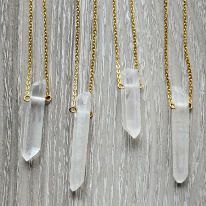 Raw Clear Quartz Necklace Healing Crystal Necklace Long Quartz Necklace
