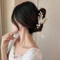 Large Butterfly Hair Claw Clips Gold Flower Lily of The Valley Violet Hair Claw Clips with Tassel Metal Pearl Nonslip Clamps Hair Styling Accessories for Thick Long Hair Women. 