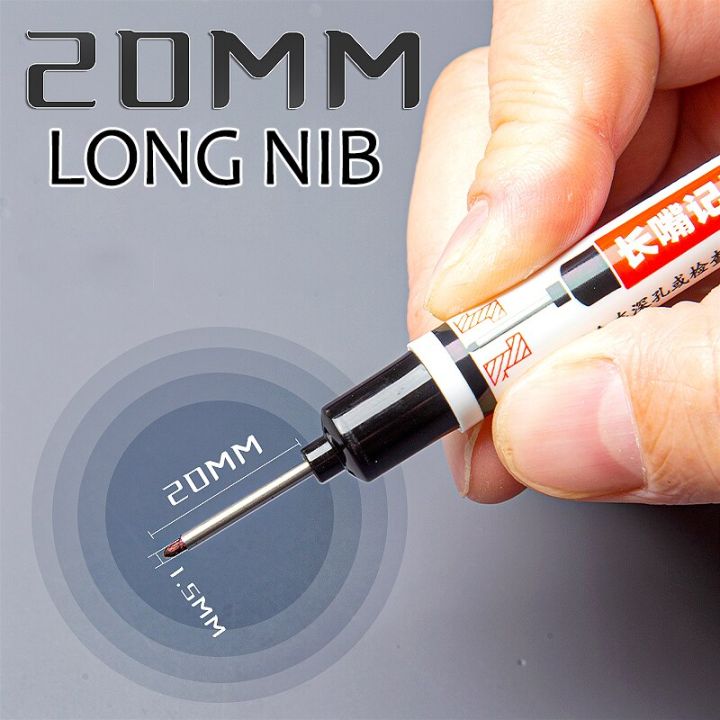 Dainayw%203%20Pcs%20Long%20Nib%20Marker%20Pens%20Red%20Black%20Blue%20Ink%20Bathroom%20Woodworking%20Decoration%20Multi-purpose%20Deep%20Hole%20Marker%20Pen%20Set%20-%20Image%205