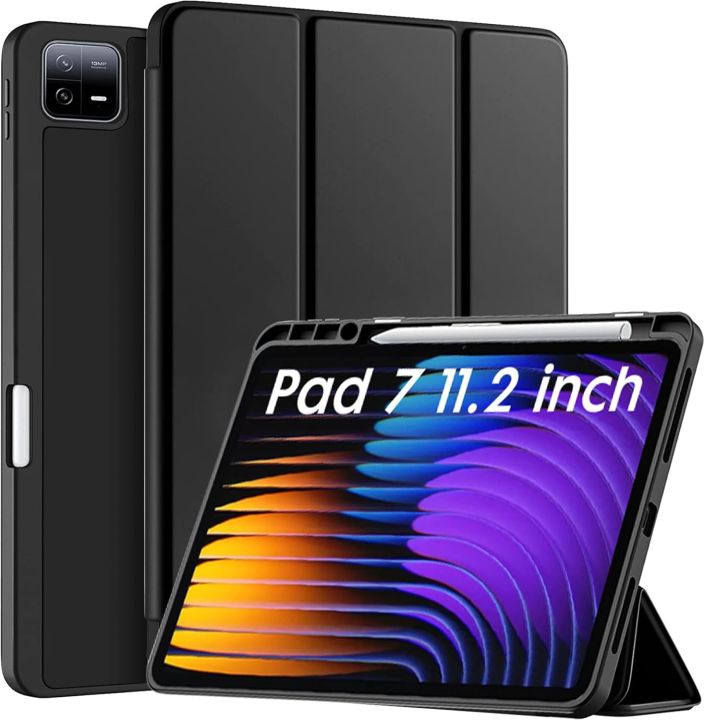 ProElite Cover for Xiaomi Mi Pad 7/7 Pro 11.2 inch Cover, Soft Flexible Flip Case Cover with Pen Holder for Xiaomi Pad 7/7 Pro 11.2 inch, Support Auto Sleep Wake, [Recoil Series] - Black / Navy Blue