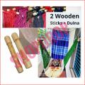 Dolna and Wooden Sticks / Hand Made of Rope Dulna / Adult Rope bed / Hanging Dulna Use For All People / Large Swing Rope bed Rattan Dolna. 