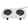 Electric Double Hot Plate, Iron Plastic 5 Power Levels Electric Double Burner White for Kitchen. 