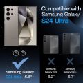 Camera Lens Protector for Samsung Galaxy S24 Ultra, 9H Tempered Glass Metal Individual Ring Cover, Easy Installation Tray, HD Clear, 1 Set (Titanium Grey,Titanium Black,Titanium Violet). 