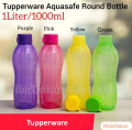 1 Pieces Screw Cap Tupperware Multicolor Aquasafe Reusable Round Water Plastic 1000 ML Bottles. 