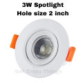 3 Watt Led Spot Light White LED Spotlight 3W Hole Size 2inch  6500K Conceal LED Spot Light 3W White. 