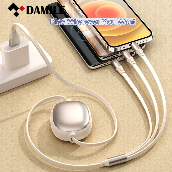 Retractable 3-in-1 Micro USB Type-C Charger Cable Multiple USB Ports Multiple USB Charging Cable Phone Cable Conveniently Portable SJX-034