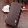 Original Luxury Brand Men's Wallet Business Striped Clutch Leather Purse For Male Fashion Man Card Holder With Aipper Phone Bag.