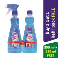 Cleanzy Glass Cleaner with Spray - 350ml ( Buy 1 Get 1 Refill 350ml Free ). 