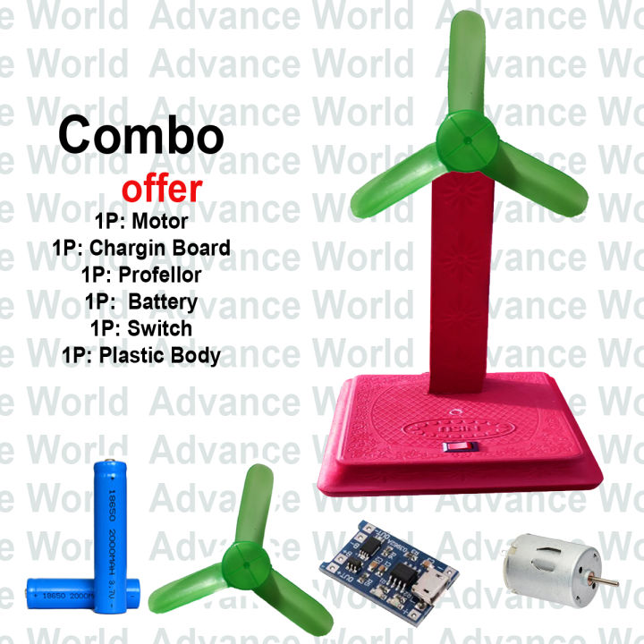 Mini Dc Table Fan Stand Plastic Body With Switch, froffelor, motor, Battery for 4v to 12v Dc Motor