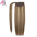 Straight Human Hair Ponytail Wrap Around Clips-In Brazilian Machine Made Remy Hair wig 120g.